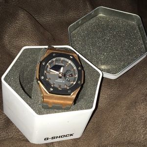 Casio G-Shock GMA-S2100 Custom CasiOak Mod - Black/RG Dial.